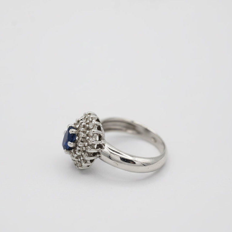 Bague Marguerite - Or blanc - Saphir et Diamants