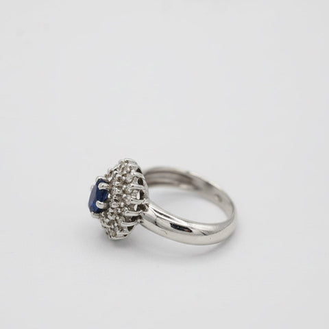Bague Marguerite - Or blanc - Saphir et Diamants