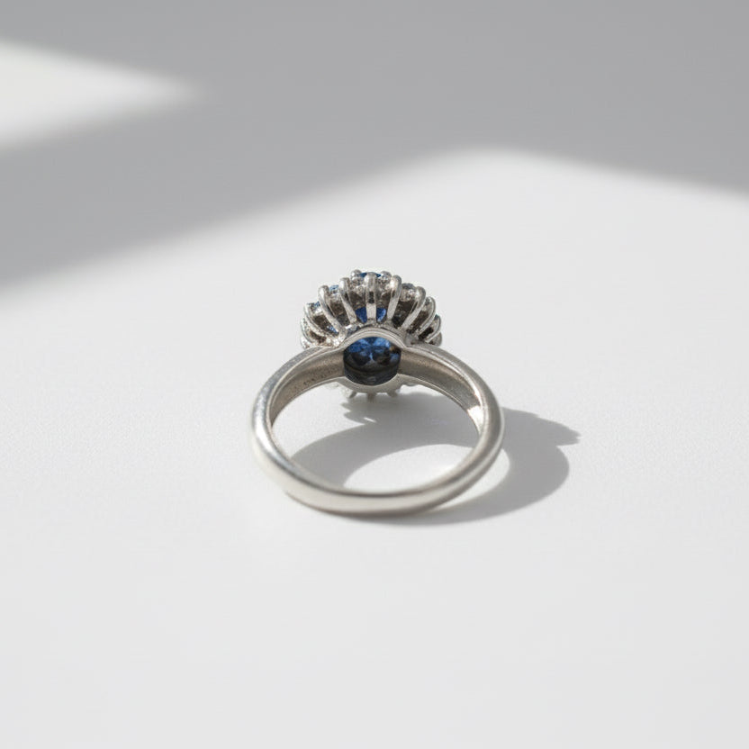 Bague Marguerite - Or blanc - Saphir et Diamants