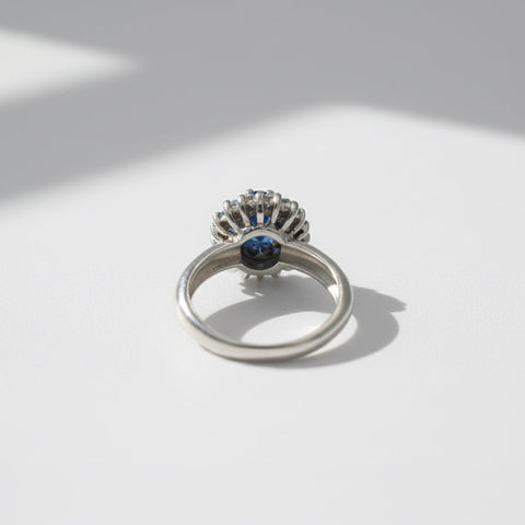 Bague Marguerite - Or blanc - Saphir et Diamants