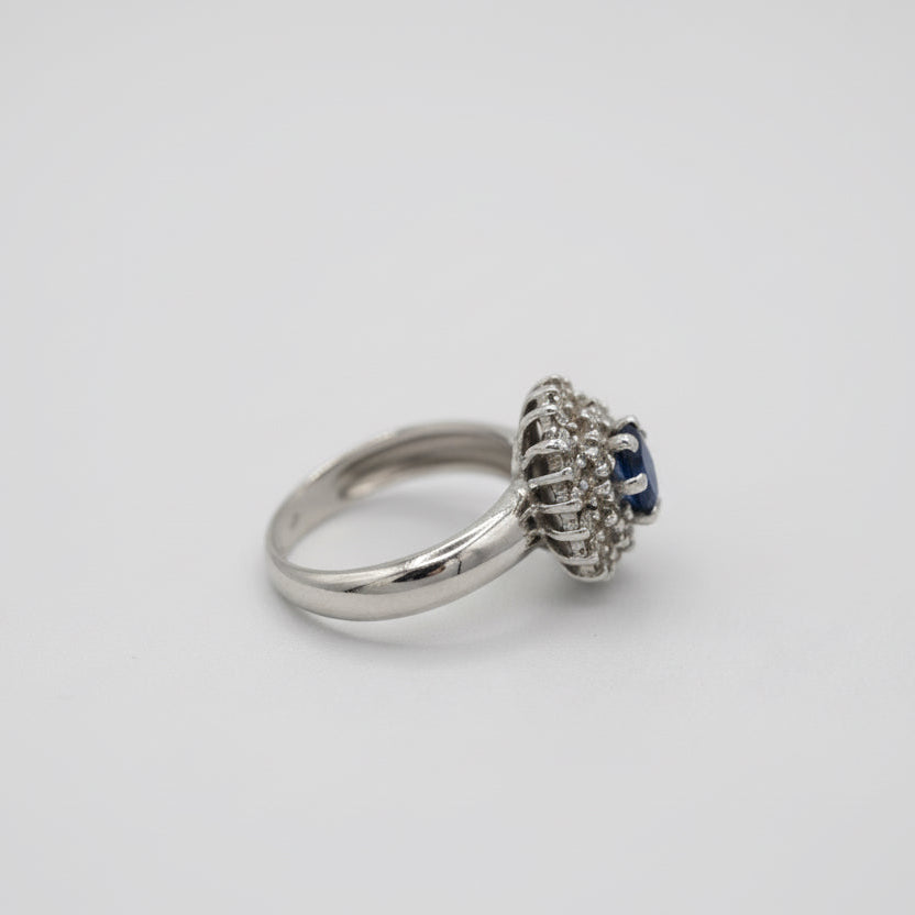Bague Marguerite - Or blanc - Saphir et Diamants