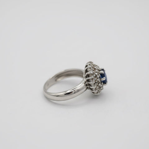 Bague Marguerite - Or blanc - Saphir et Diamants