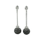 Boucles d’oreilles Pendantes - Or blanc - Diamants Blancs et Noirs