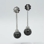 Boucles d’oreilles Pendantes - Or blanc - Diamants Blancs et Noirs