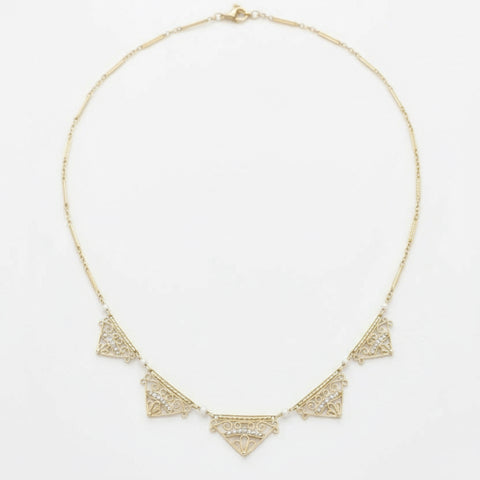 Collier Draperie Ancien - Or jaune et Perles
