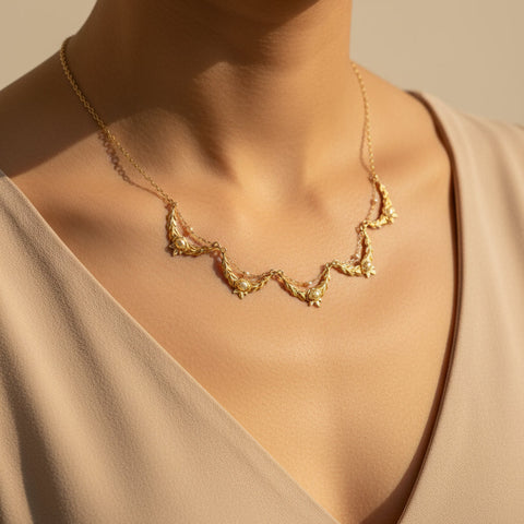 Collier Draperie Ancien - Or Jaune - Circa 1900