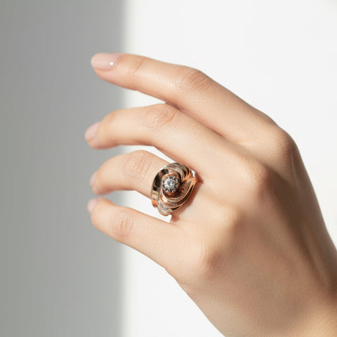 Bague Tank - Or Rose - Diamant 0,25 Ct