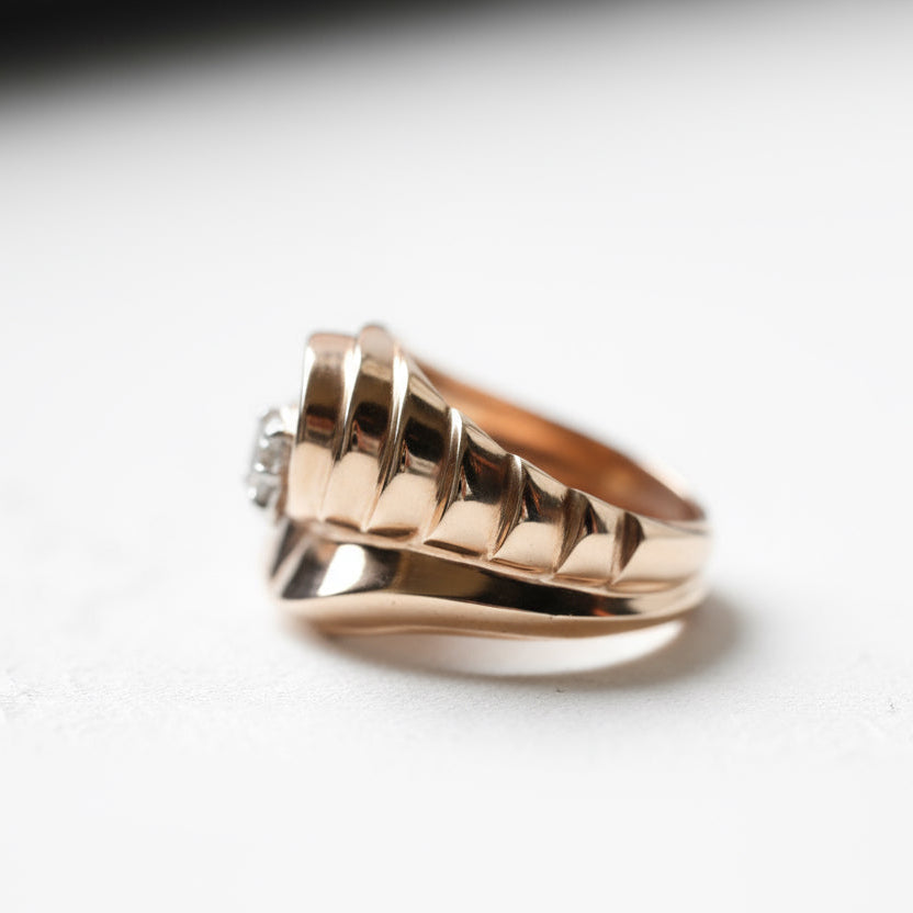 Bague Tank - Or Rose - Diamant 0,25 Ct