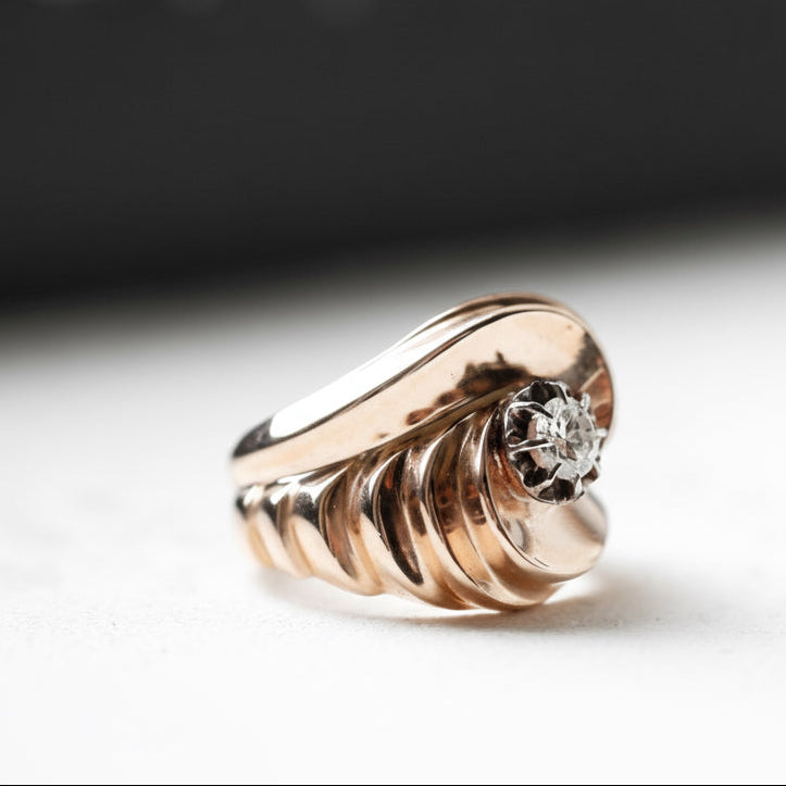 Bague Tank - Or Rose - Diamant 0,25 Ct