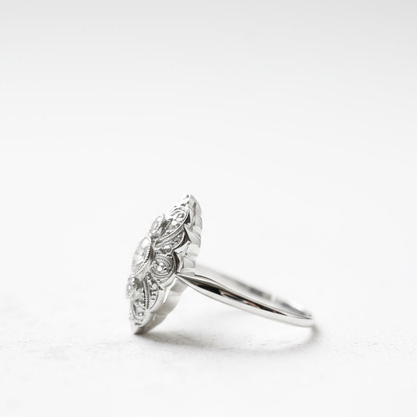 Art Déco - Bague Marquise - Or Blanc