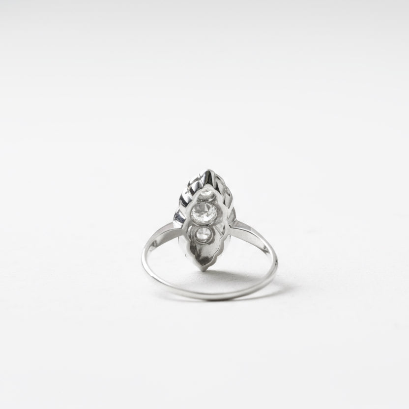 Art Déco - Bague Marquise - Or Blanc