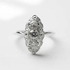 Art Déco - Bague Marquise - Or Blanc