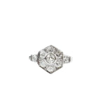 Art Déco - Bague Octogonale Or blanc - Diamant