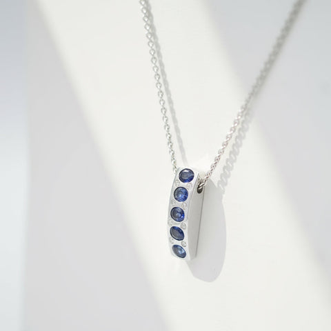 Collier Pendentif - Or blanc - Saphirs et Diamants