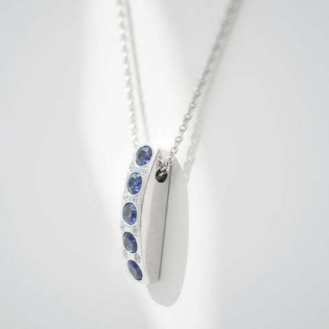 Collier Pendentif - Or blanc - Saphirs et Diamants
