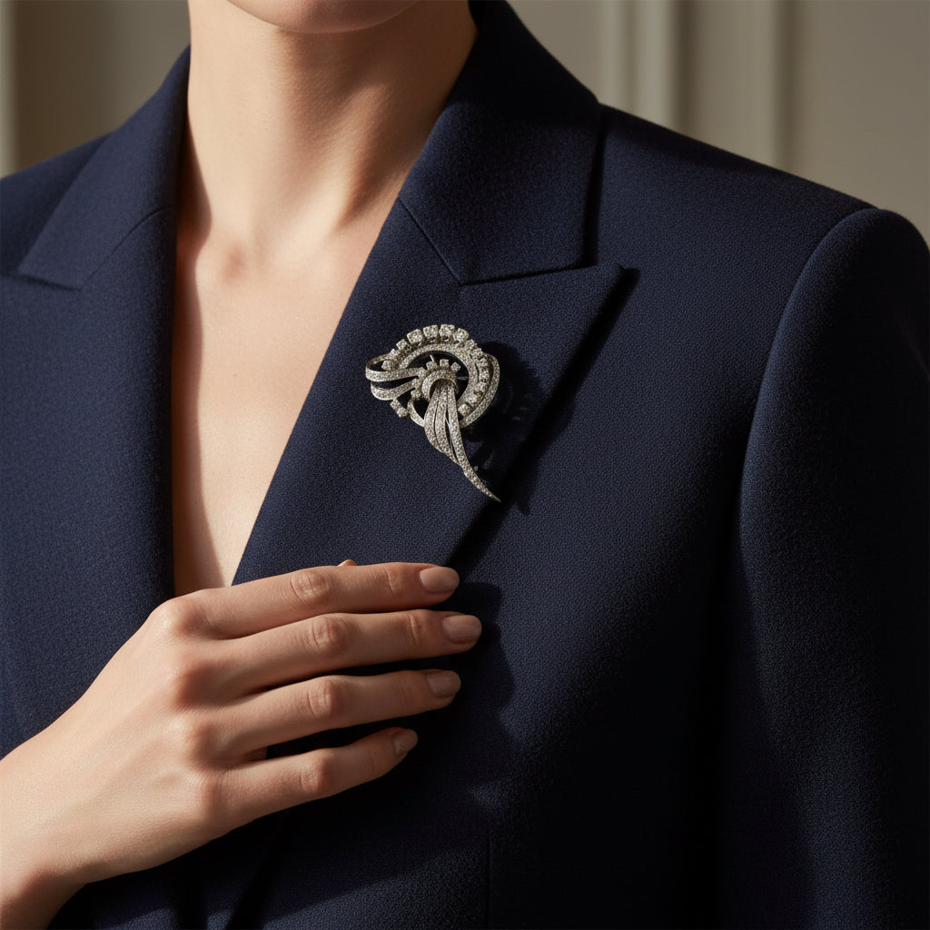 Broche - Or blanc et Diamants