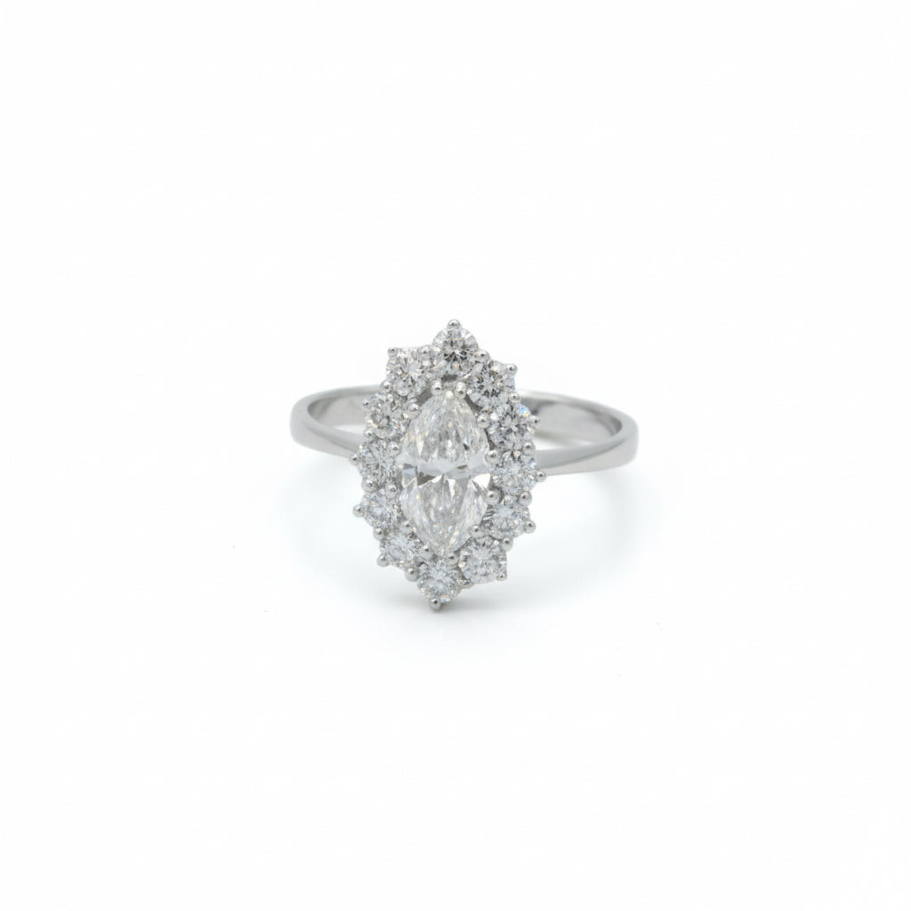 Bague Marquise - Or blanc et Diamants