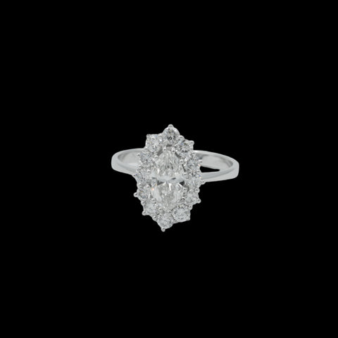 Bague Marquise - Or blanc et Diamants