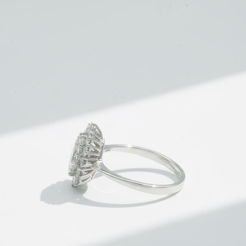 Bague Marquise - Or blanc et Diamants