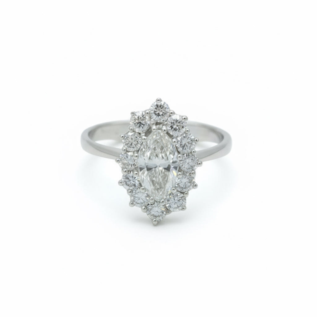 Bague Marquise - Or blanc et Diamants
