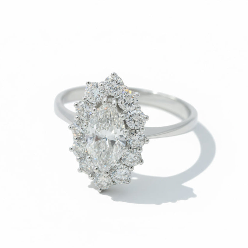 Bague Marquise - Or blanc et Diamants