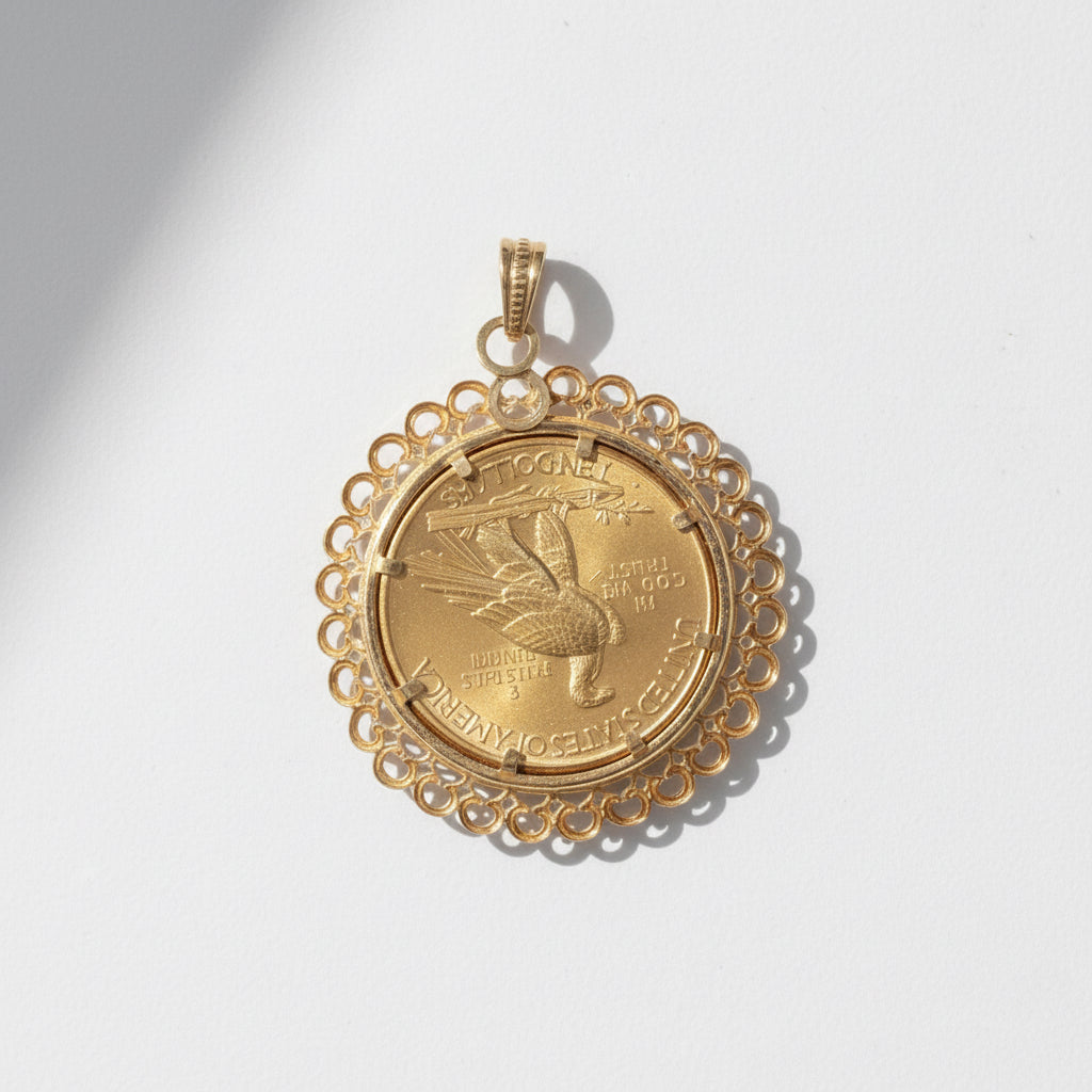 Pendentif Porte Pièce de 10 Dollars  Américain - Or Jaune - Indien - 1910