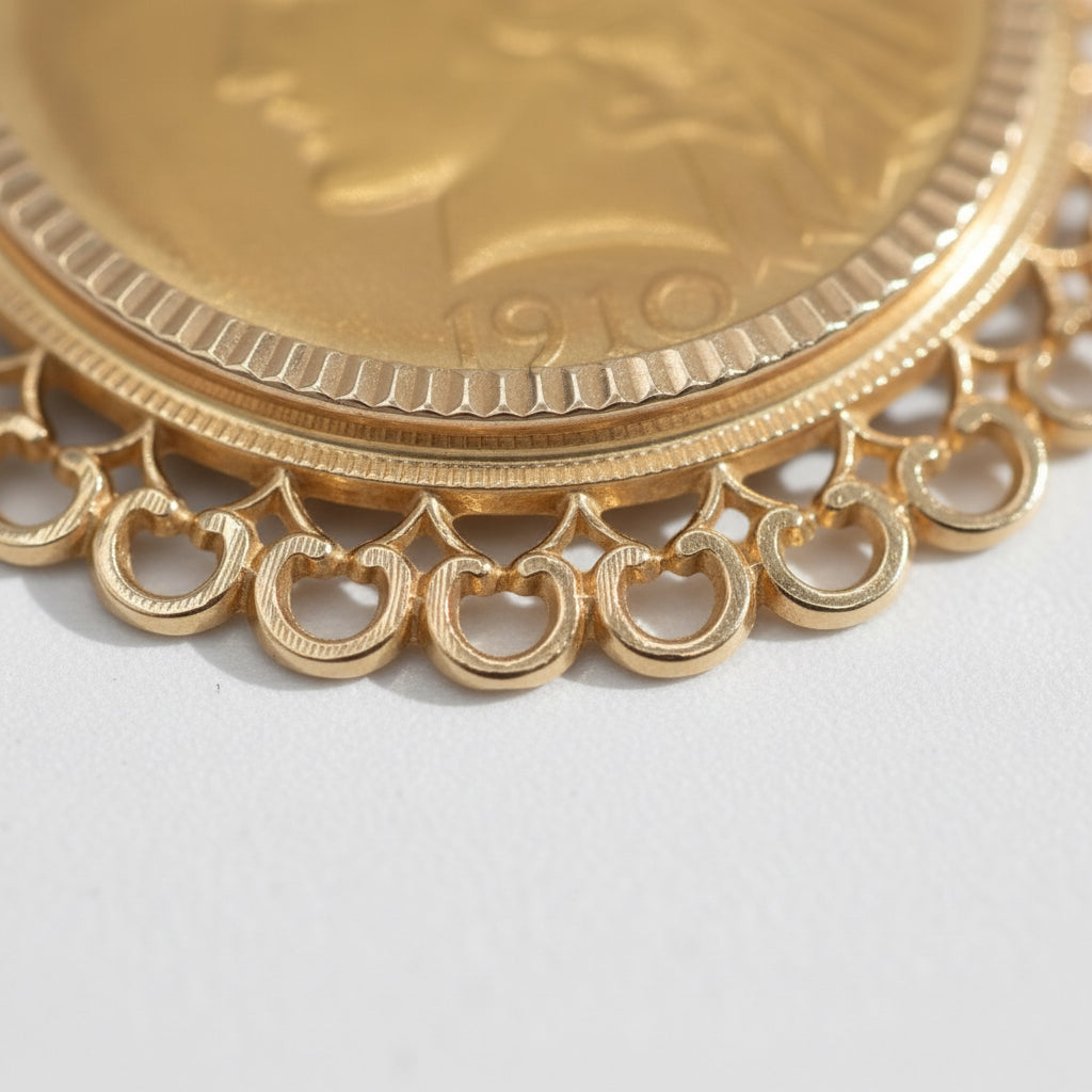 Pendentif Porte Pièce de 10 Dollars  Américain - Or Jaune - Indien - 1910