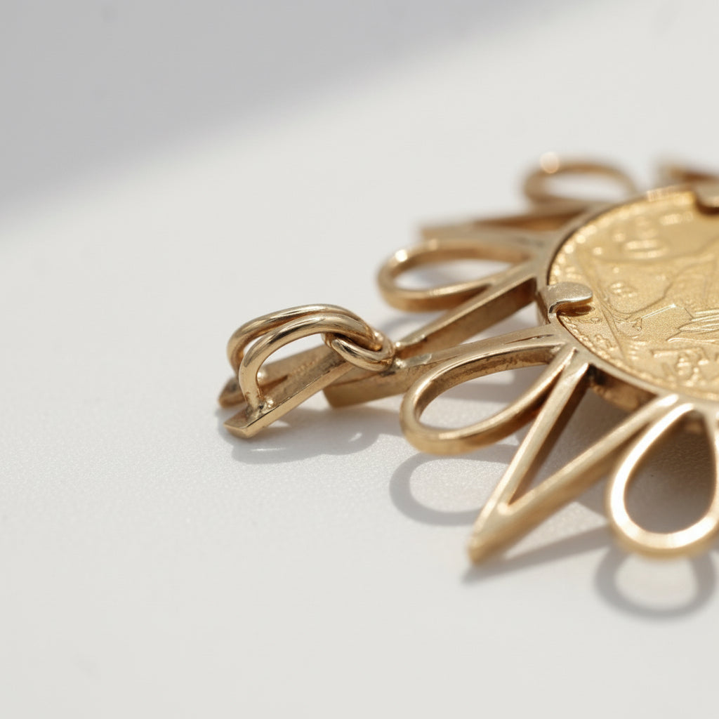 Pendentif Porte Pièce Soleil - 20 francs - Or jaune