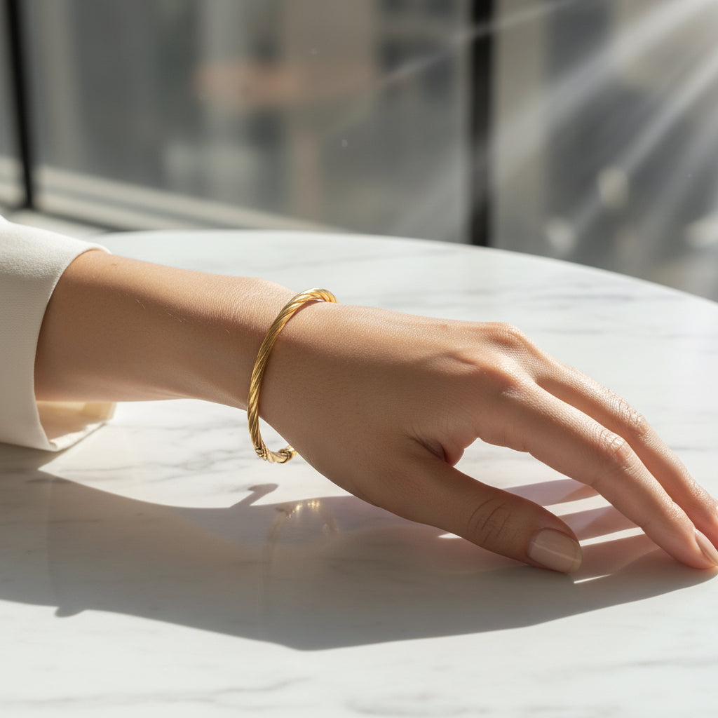 Bracelet Jonc Torsadé - Or jaune