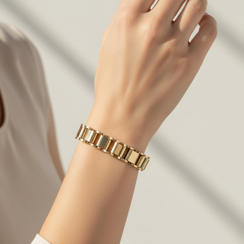 Bracelet Tank articulé - Or Jaune - Année 40