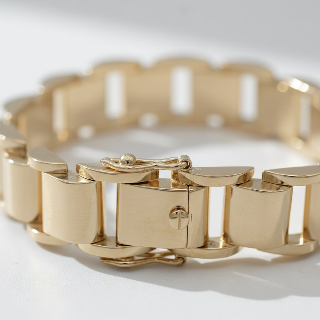 Bracelet Tank articulé - Or Jaune - Année 40
