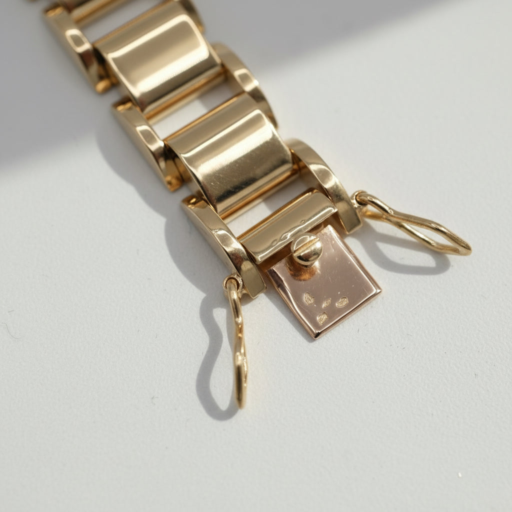Bracelet Tank articulé - Or Jaune - Année 40