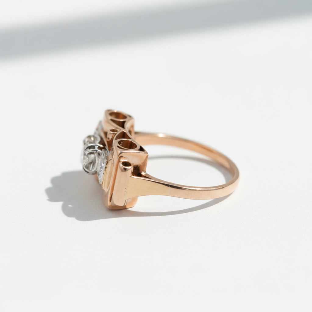 Bague Tank Or Rose et Diamants