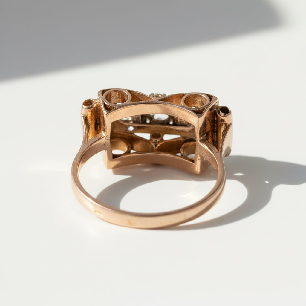 Bague Tank Or Rose et Diamants