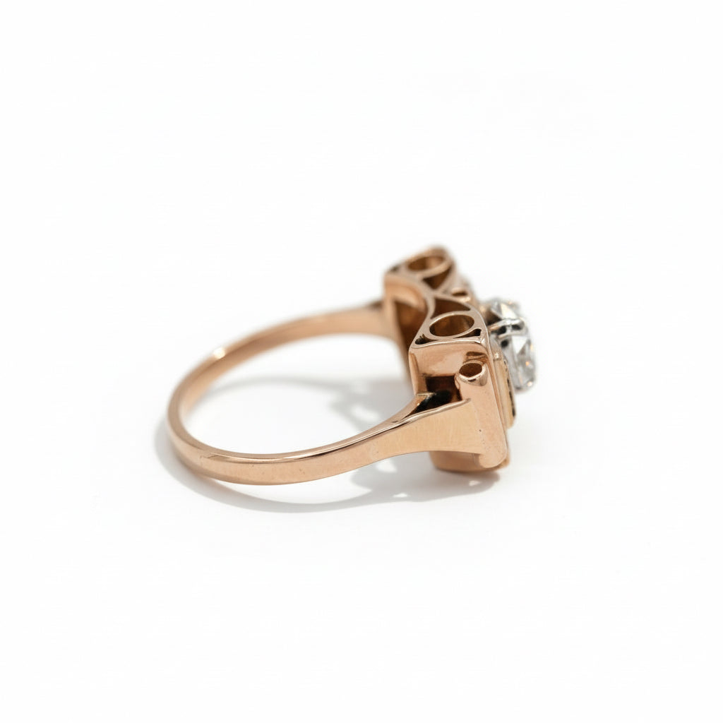 Bague Tank Or Rose et Diamants