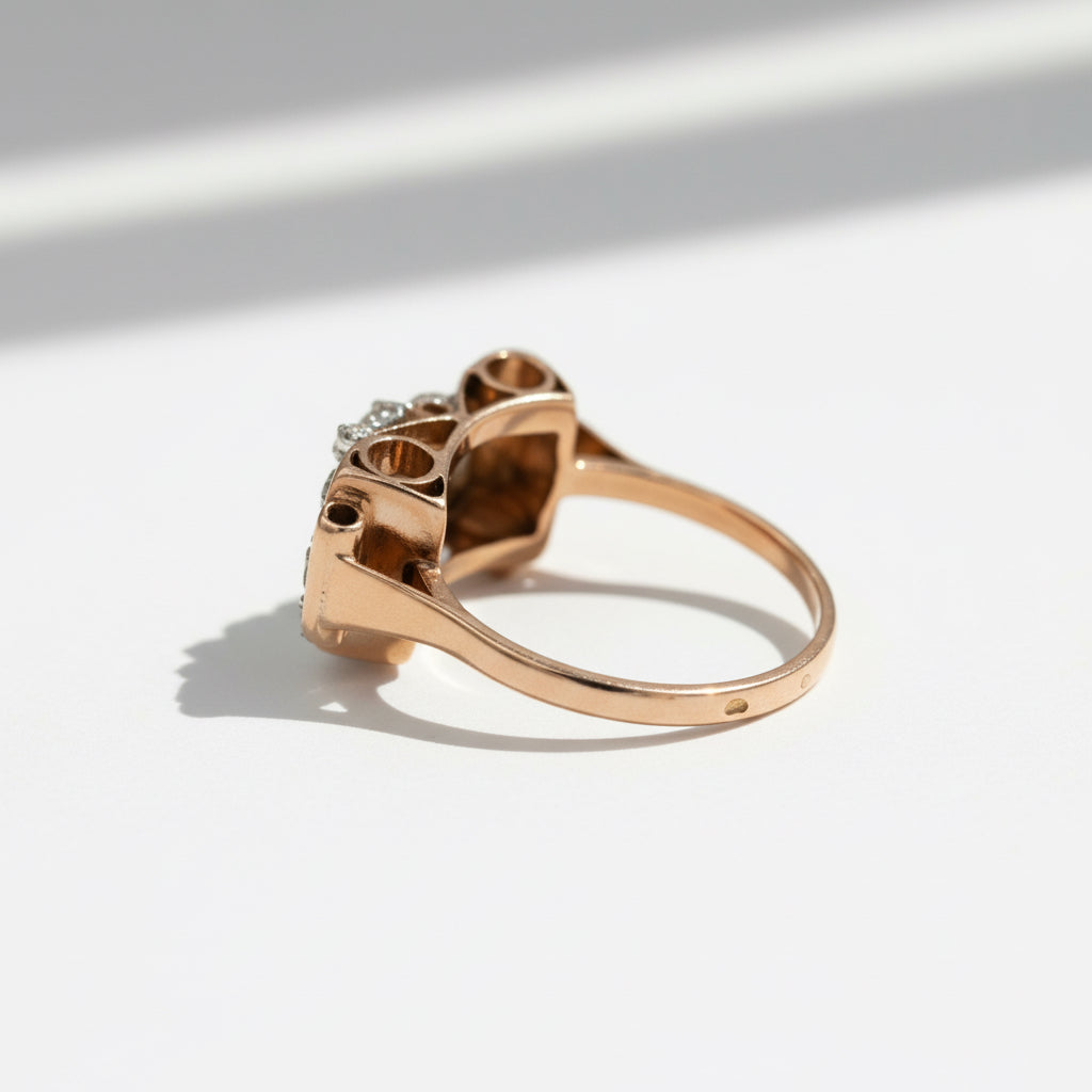 Bague Tank Or Rose et Diamants