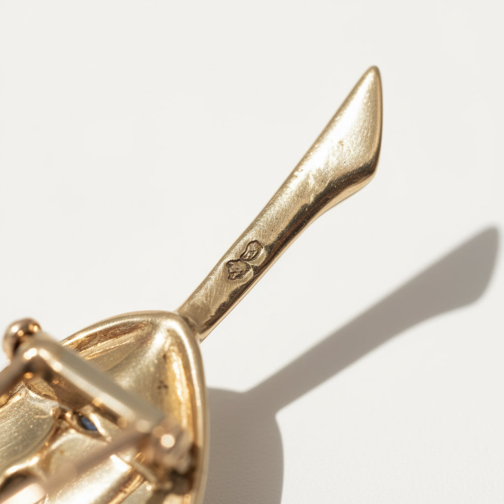 Van Cleef & Arpels - Broche Feuille - Or jaune et Platine - Saphirs et Diamants