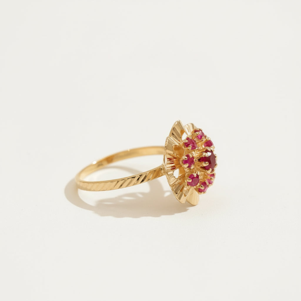 Bague Marguerite - Or jaune - Rubis