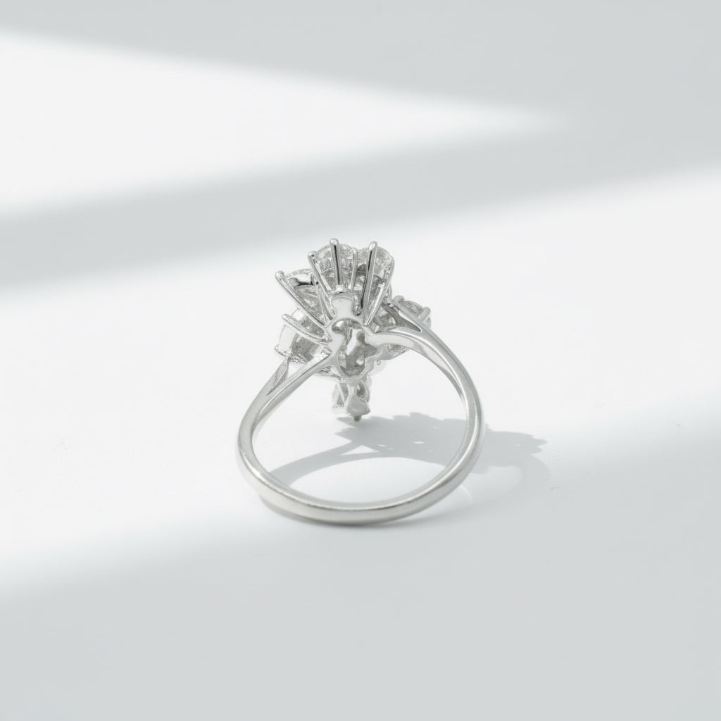 Bague Cocktail - Or Blanc - Diamants 1,20 carats - Circa 1970