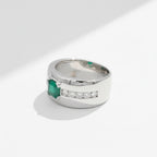 Bague Or Blanc - Emeraude et Diamants