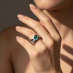 Bague Or Blanc - Emeraude et Diamants