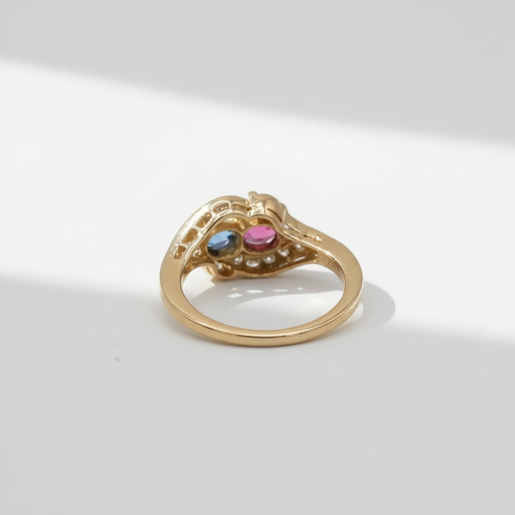 Bague - Or jaune - Saphir, Rubis et Diamants