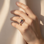 Bague - Or jaune - Saphir, Rubis et Diamants