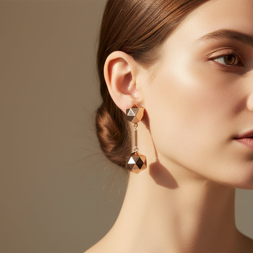 Boucles d’Oreilles à facettes - Or Rose -