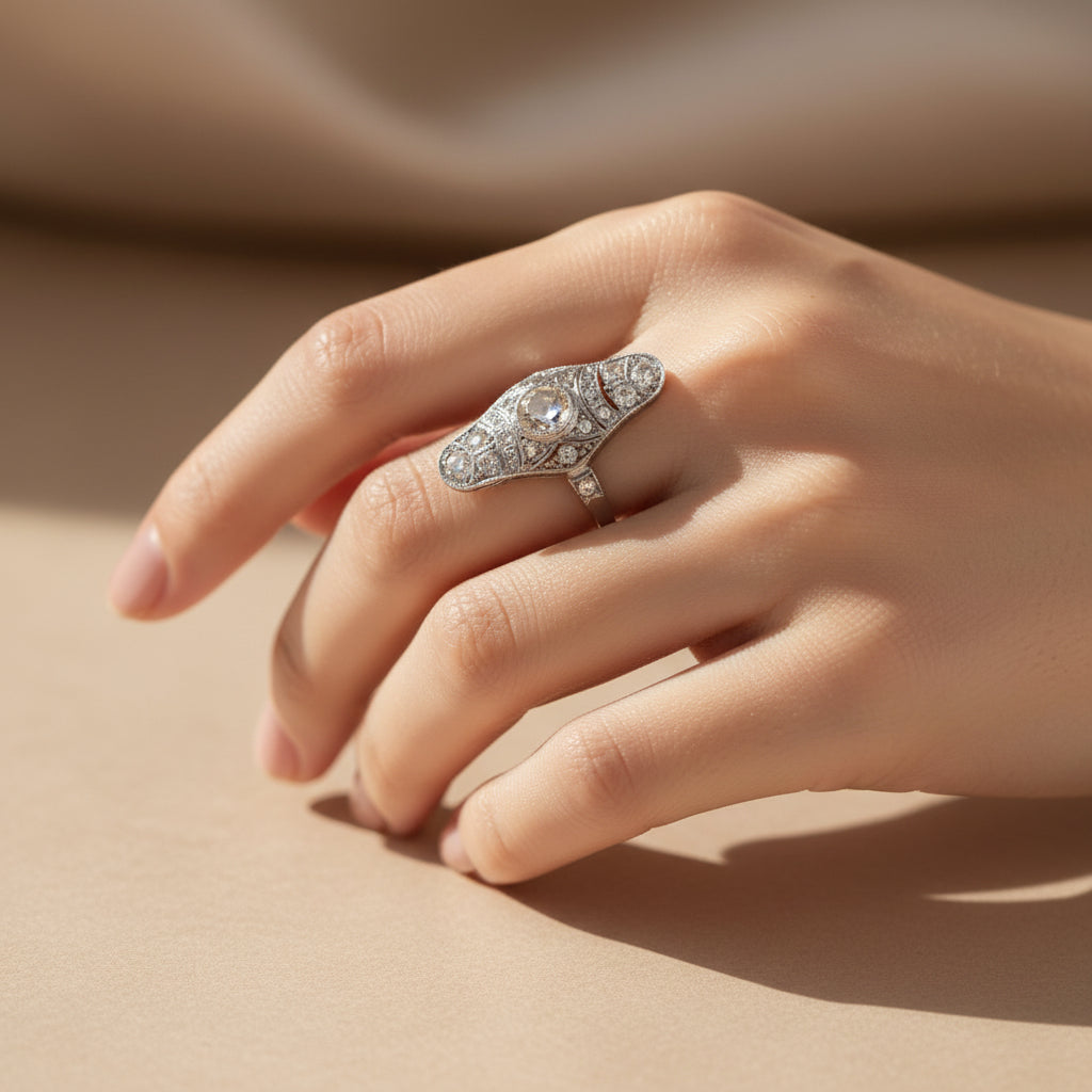 Art Déco - Bague Or blanc et diamants 0,35 carat