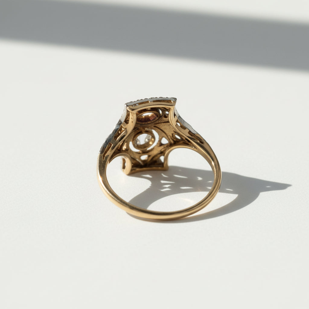 Art déco - Bague Or Jaune et Platine - Diamants