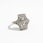 Art déco - Bague Or Jaune et Platine - Diamants