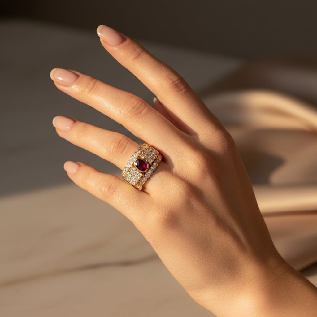 Bague Or jaune - Rubis et Diamants