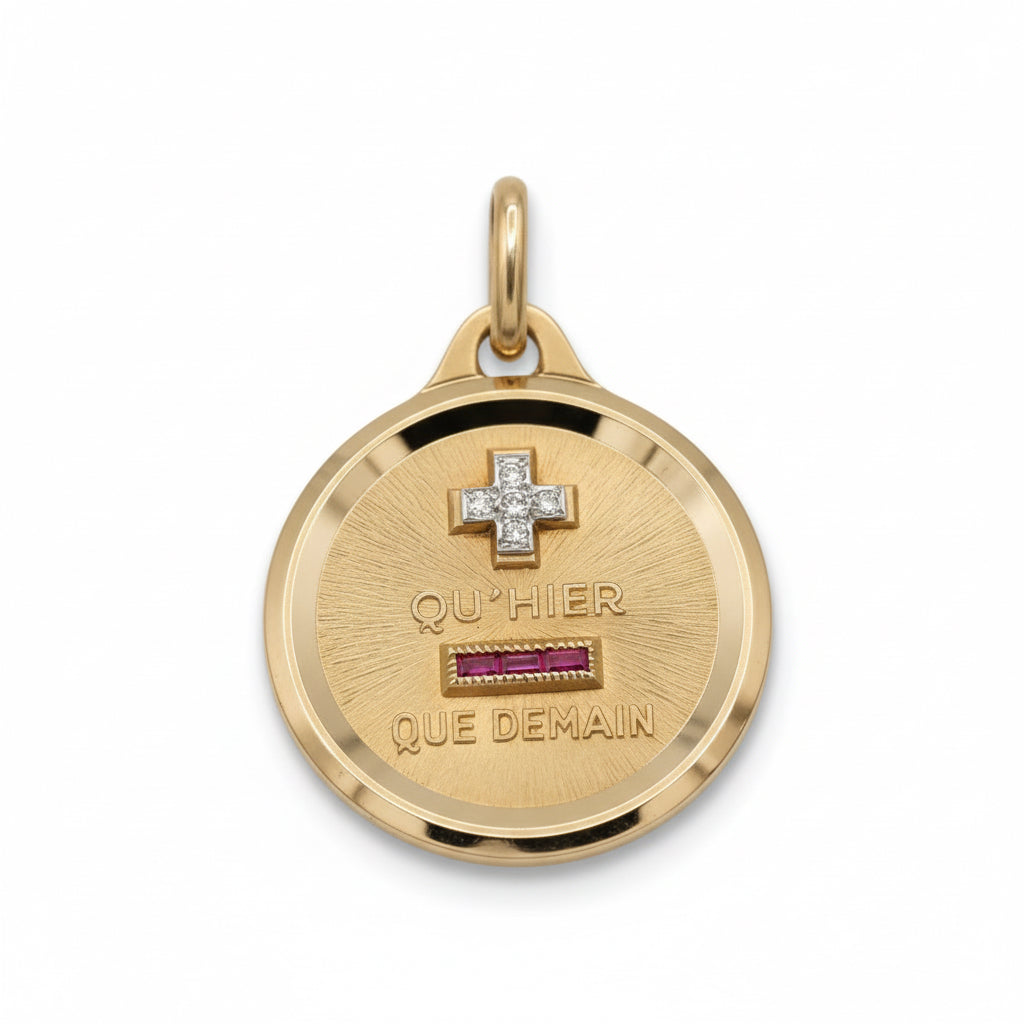 Augis - Médaille D’amour - Or jaune - Rubis et Diamants