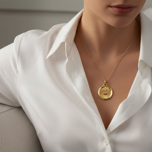 Augis - Love Medal - Yellow Gold - Rubies and Diamonds
